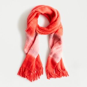 NWT $75 J CREW Fuzzy Fringe Scarf Watercolor Stripe